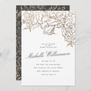 Elegant Grey Modern Gold Pampas Bridal Shower Invitation