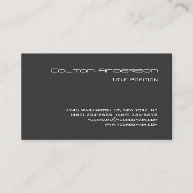 Elegant Grey Modern Impressive Trendy Business Card (Front)