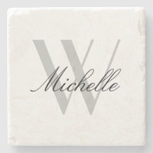 Elegant Grey Monogram Stylish Script Name