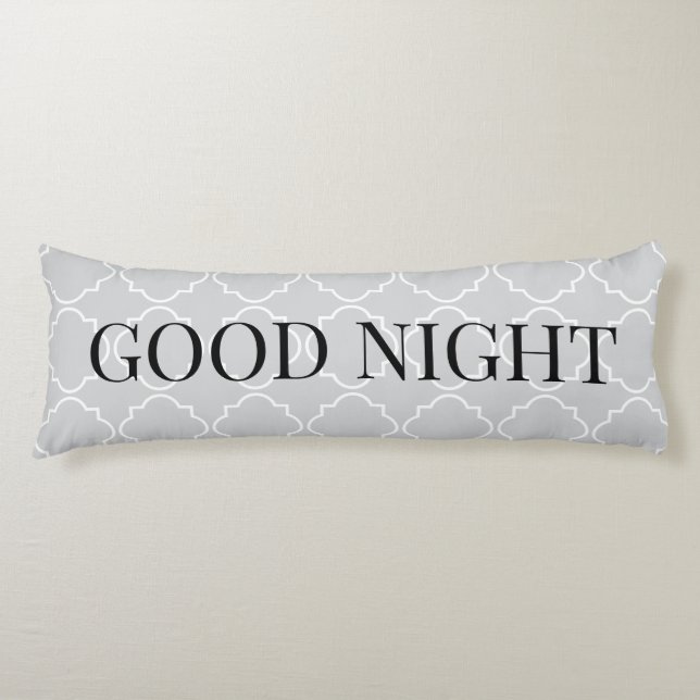 Elegant grey morrocan quatrefoil trellis body cushion (Front)