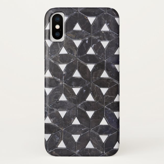 elegant Grey Mosaic flower of life Tile pattern Case-Mate iPhone Case (Back)