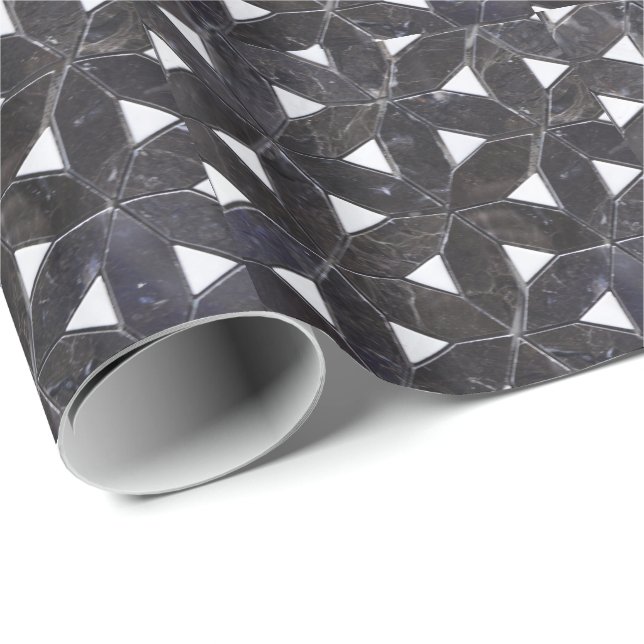 elegant Grey Mosaic flower of life Tile pattern Wrapping Paper (Roll Corner)