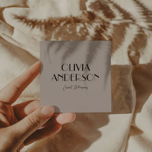 Elegant Grey Neutral Boho Chic Modern Trendy Square Business Card