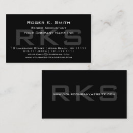 Elegant Grey on Black Monogram Classic Business Card