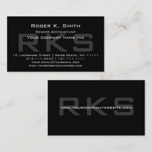 Elegant Grey on Black Monogram Classic Business Card