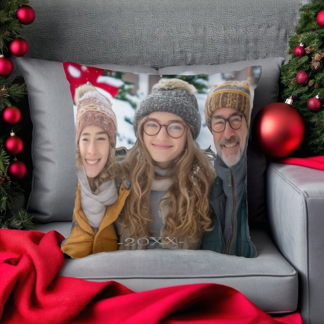 Elegant Grey one photo Snowflakes Cushion (Elegant Grey one photo Snowflakes Throw Pillow)