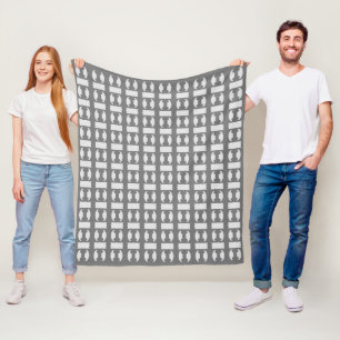 Elegant Grey Oval Geometric Pattern Fleece Blanket