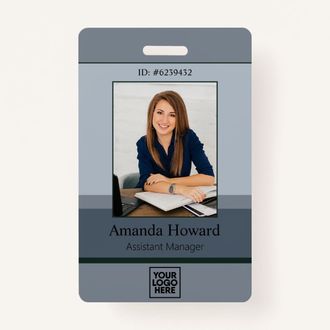 Elegant Grey Palette Employee Photo ID Company ID Badge (Front)