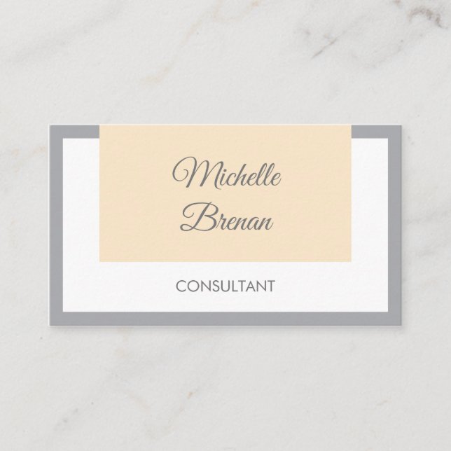 Elegant Grey & Pastel Pink Business Card (Front)