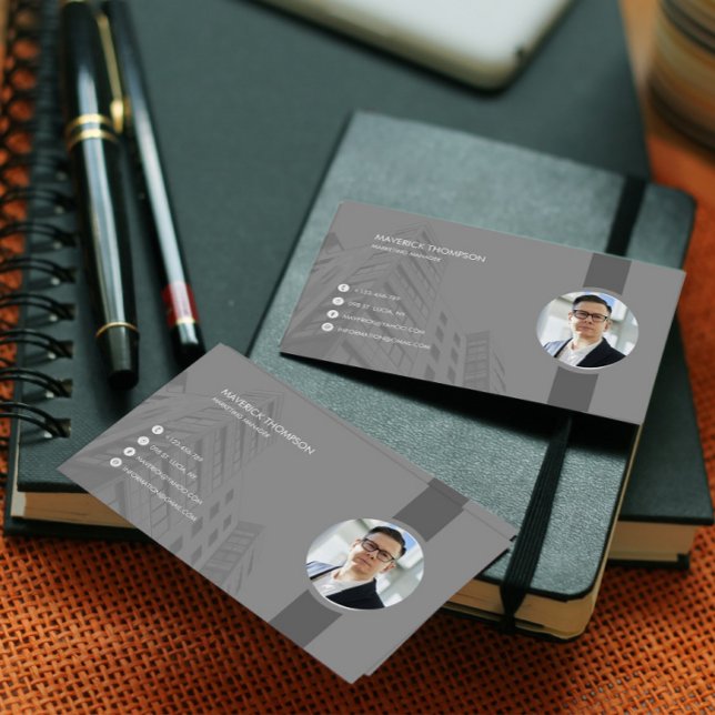 Elegant Grey Photo Business Card (Creator Uploaded)