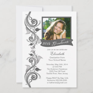 Elegant Grey Photo Graduation Party Invitation