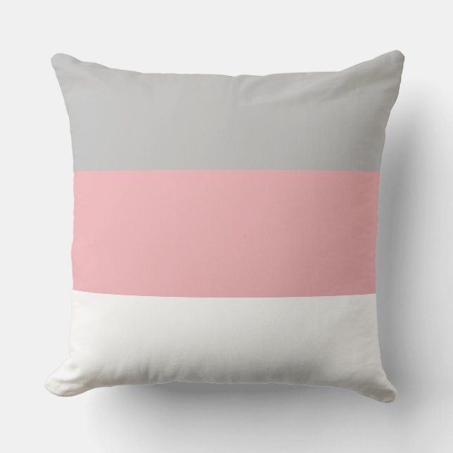 Elegant Grey Pink and White Throw Pillow (Front)