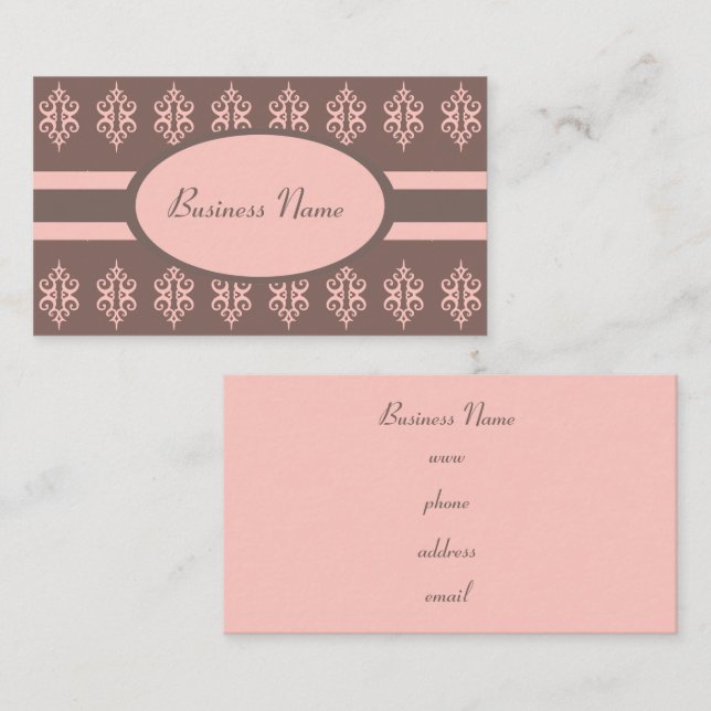 Elegant Grey Pink Custom Business Cards (Front/Back)