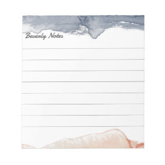 Elegant Grey & Pink Personalised Lined Water Colou Notepad