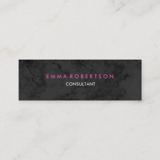 Elegant Grey Pink Skinny Modern Professional Mini Business Card (Front)