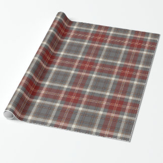 Elegant Grey | Red | Beige Plaid Checkered Wrapping Paper