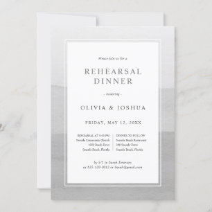 Elegant Grey Rehearsal Dinner Wedding Invitation