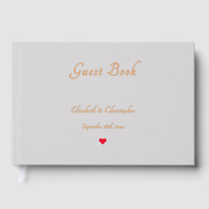 Elegant Grey Rose Gold Heart Weddings Anniversary Guest Book