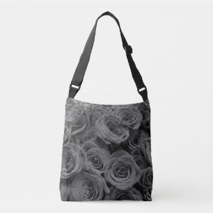 Elegant grey roses grey floral grey flowers crossbody bag