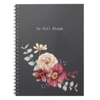 Elegant Grey, Rust & Peach Floral Journal
