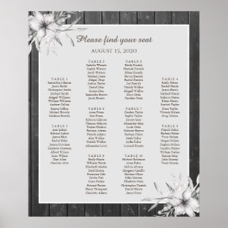 Elegant grey rustic. Wedding Seating Chart Poster