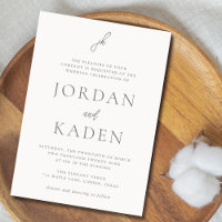 Elegant Grey Script Monogram Wedding