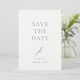 Elegant Grey Script Monogram Wedding Save The Date