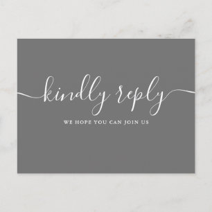 Elegant Grey Script Wedding Song Request RSVP Invitation Postcard
