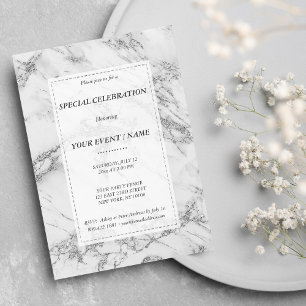 Elegant grey silver glitter marble Event Invitation