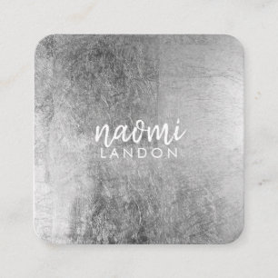 Elegant grey silver modern square minimalist white square business card
