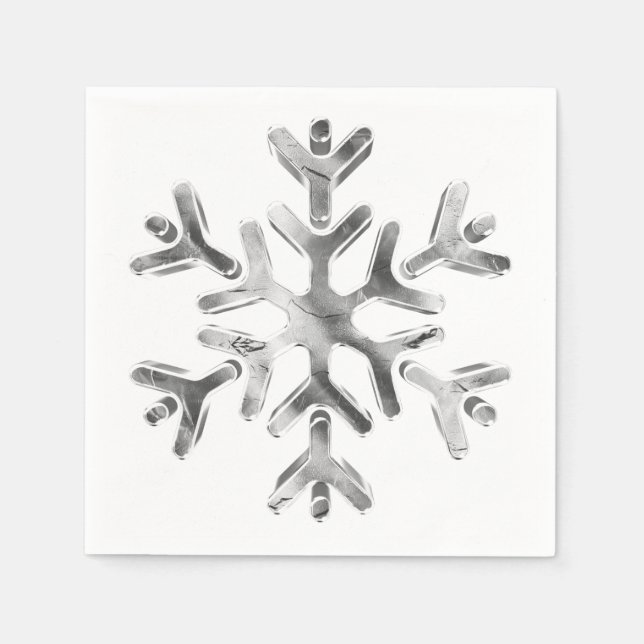 Elegant Grey Silver Snowflake Winter Party Napkins (Front)