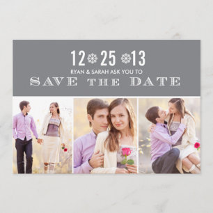 Elegant Grey Snowflake Save the Dates & Photos Date