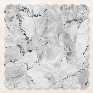Elegant Grey "Stone Mosaic Cascade" Marble Texture Paper Coaster