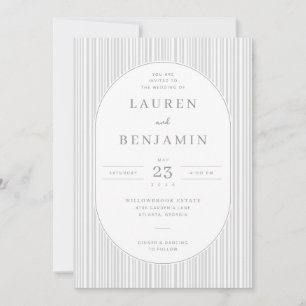 Elegant Grey Striped Wedding Invitation