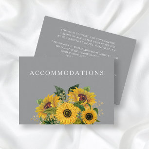 Elegant Grey Sunflowers Wedding Accommodations Enclosure Card