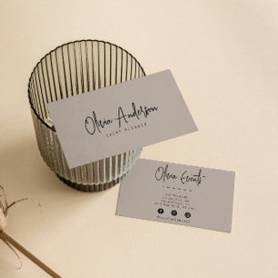 Elegant Grey Taupe Minimalist Boho Chic Modern  Business Card