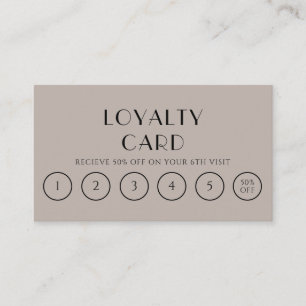 Elegant Grey Taupe Neutral Boho Modern 6 Punch Loyalty Card