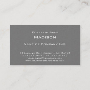 Elegant Grey Textured Monogram Centred Classic Business Card