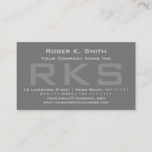 Elegant Grey Textured Monogram Classic Business Card