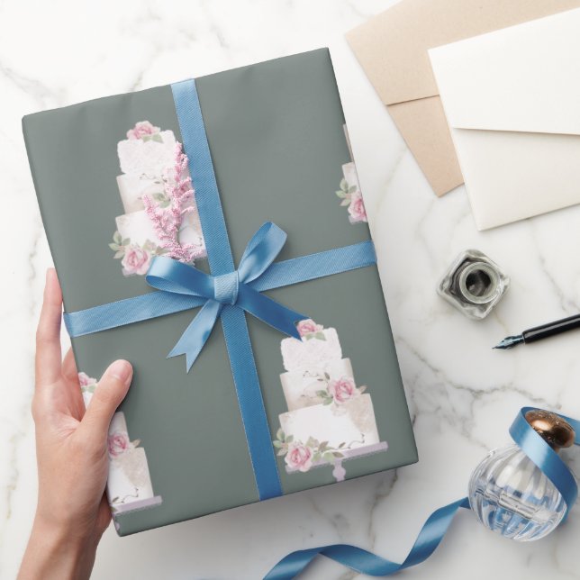 Elegant Grey Three Tier Cake Wrapping Paper (Gifting)