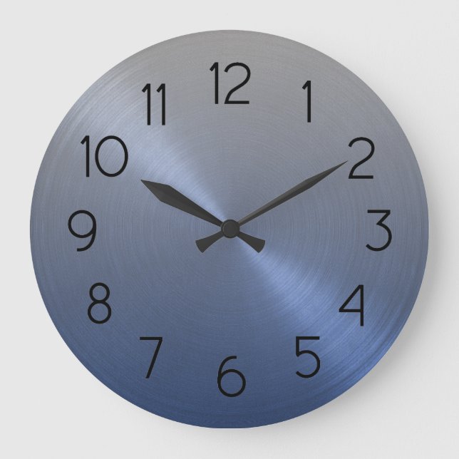 Elegant Grey to Blue Ombre Gradient Large Clock (Front)