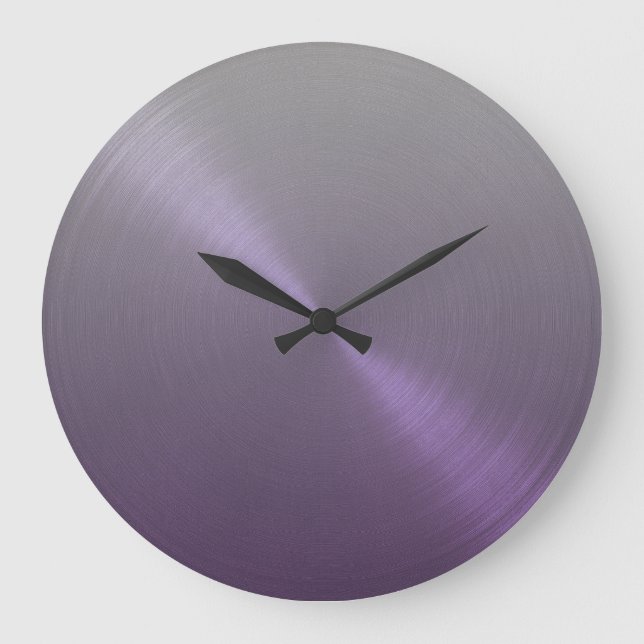 Elegant Grey to Purple Ombre Gradient Large Clock (Front)