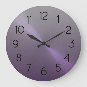 Elegant Grey to Purple Ombre Gradient Large Clock