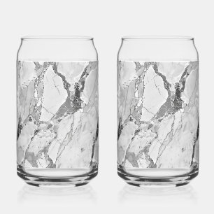Elegant Grey "Twilight Marble Fantasy" Marble Text Can Glass