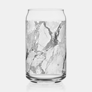 Elegant Grey "Twilight Marble Fantasy" Marble Text Can Glass