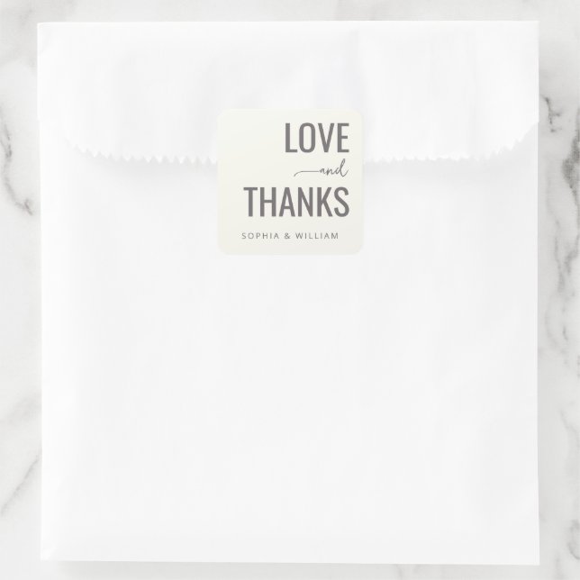 Elegant Grey Typographic Greeting Square Sticker (Bag)