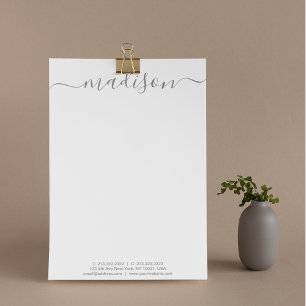 Elegant Grey Typography Name Script Mail  Custom Letterhead