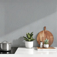 Elegant Grey Wallpaper Abstract Waves Peel & Stick