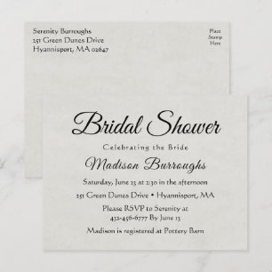 Elegant Grey Watercolor Bridal Shower Invitation Postcard