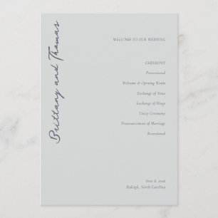 Elegant Grey Wedding Ceremony Program Programme